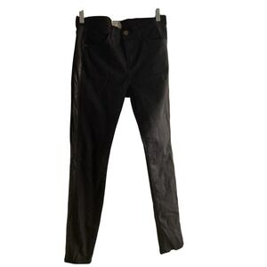 Current Elliott Black Denim Pants with Leather Side Stripe Skinny‎ Jeans